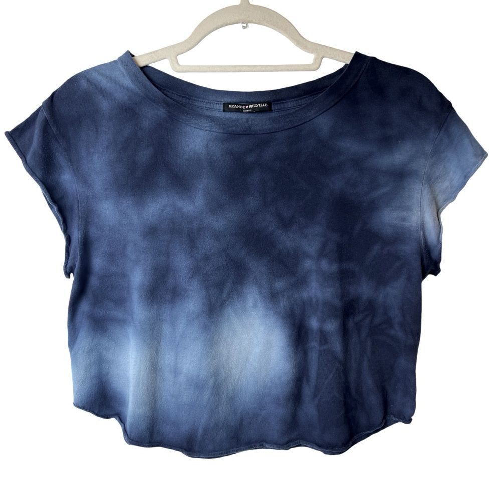 Brandy Melville Short Sleeve Tie Dye Top Blue One Size